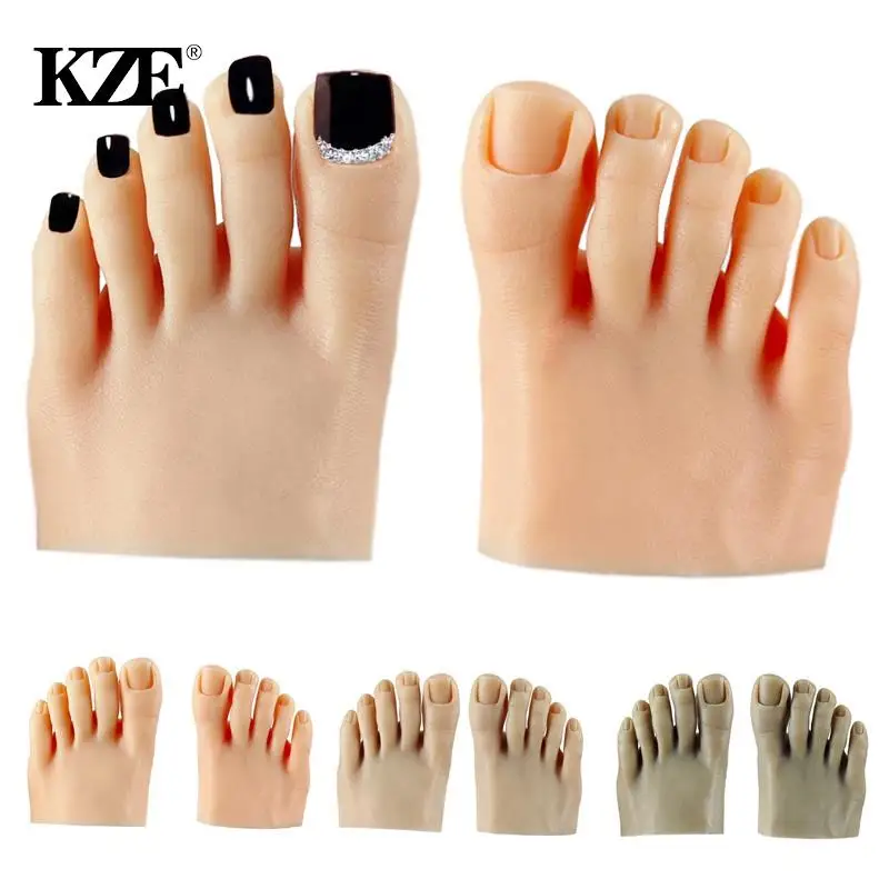 

1pcs Nail Practice Foot Mannequin With Fake Toes For Pedicure Training Nail Display Silicone Nail Training Foot Fake Model