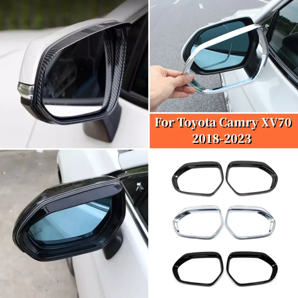 ABS Carbon Fiber Car Styling Side Door Rearview Mirror Sun Visor Shade Rain Guard Shield For Toyota Camry 2018-2023 Accessories