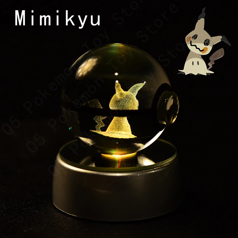Pokémon Kristallen Bal 3D Mewtwo Pikachu Gengar Pokébal 3D Nachtlampje Glazen Beeldje Pokémon Kristallen Bal Verjaardagscadeau