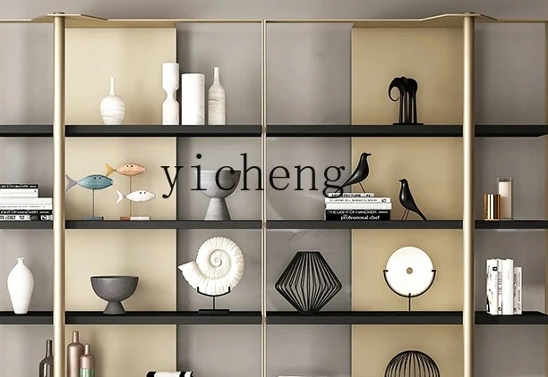 

Modern Minimalist Stainless Steel Bookshelf Office Living Room Light Luxury Display Cabinet Shelf High-grade Bogu Shelf