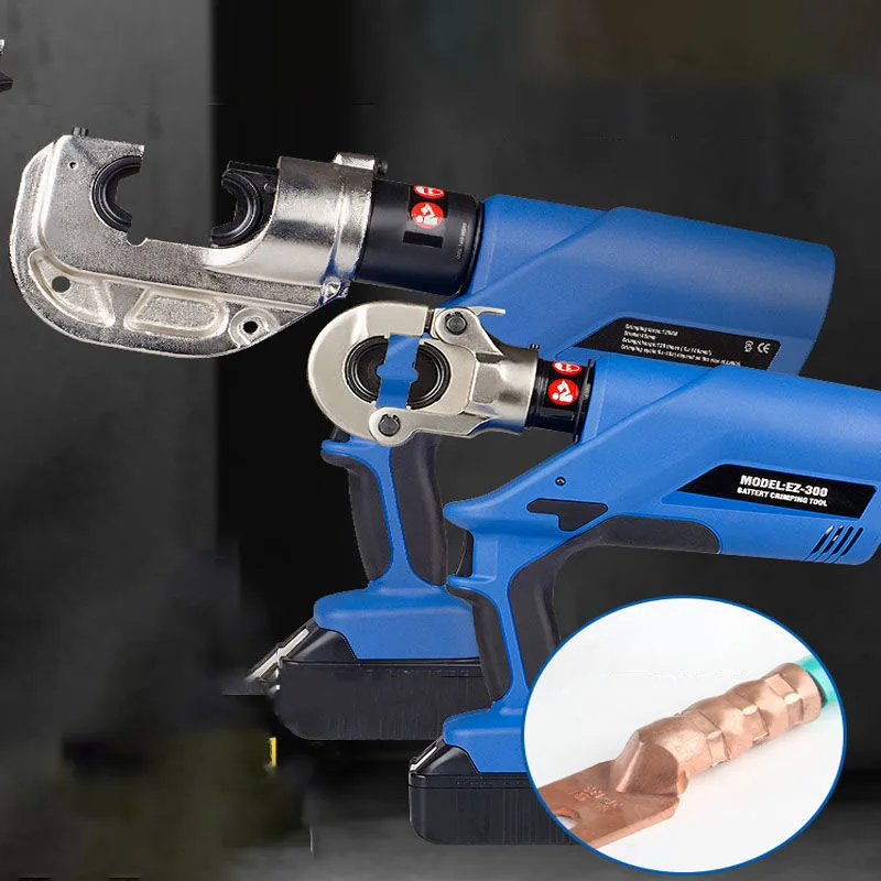 EZ-300 EZ-400 Rechargeable Hydraulic Crimper Cordless Electric Crimping Pliers for Copper Aluminum Cable Terminal Crimping