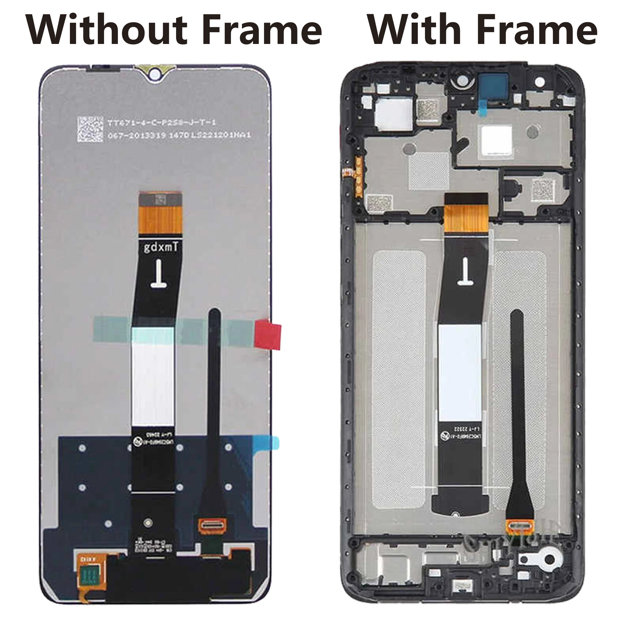 Pantalla For Xiaomi Redmi 12c Full With Frame Touch Screen Repair Parts Digitizer Assembly 22120RN86G LCD Display Replacement