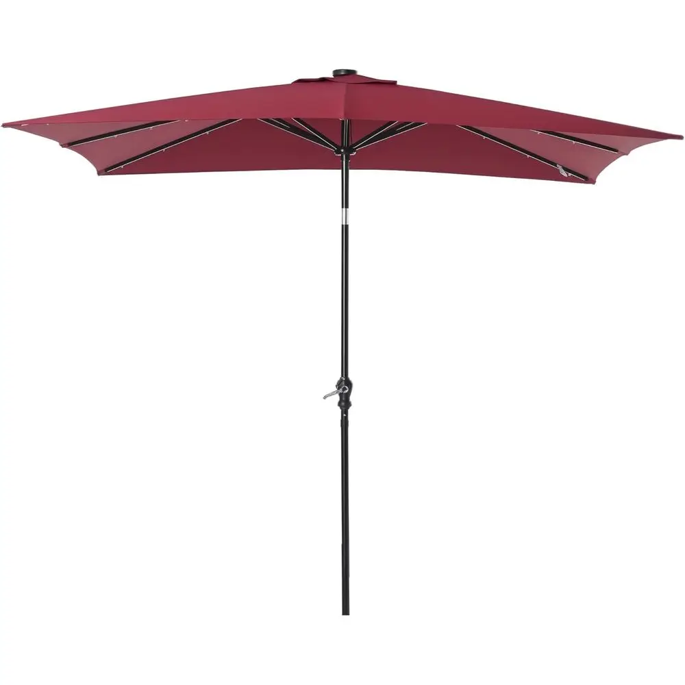 

9' x 7' LED Lighted Patio Umbrella with Crank, Outdoor Umbrella for Garden, Deck, Backyard, Pool, Beach