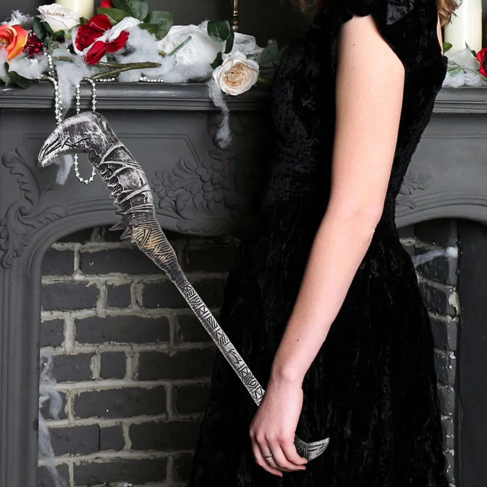 

Grim Reaper Prop Halloween Lightweight Durable Realistic Design Spooky Party Accessory Fake Scythe For Kids Adults