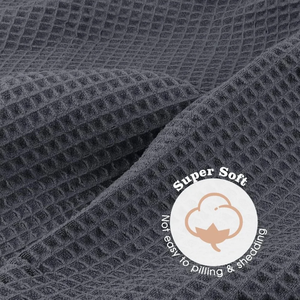 Microfiber Hair Towel Wrap for Women Long Curly Hair Super Soft Fast Drying Waffle Towel with Elastic Strap 40X26.5 Grey Brown view 2