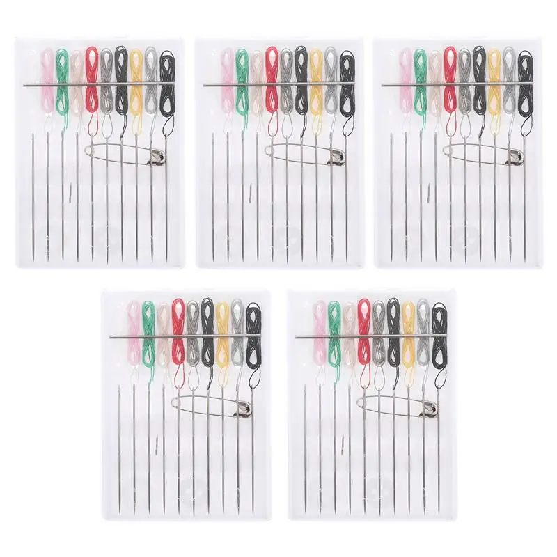 5 Packs Disposable Sewing Kit Sewing Home Fix Clothing Repairing Quick Travel Thread Mini Needle Supplies Bulk Hotel Beginners