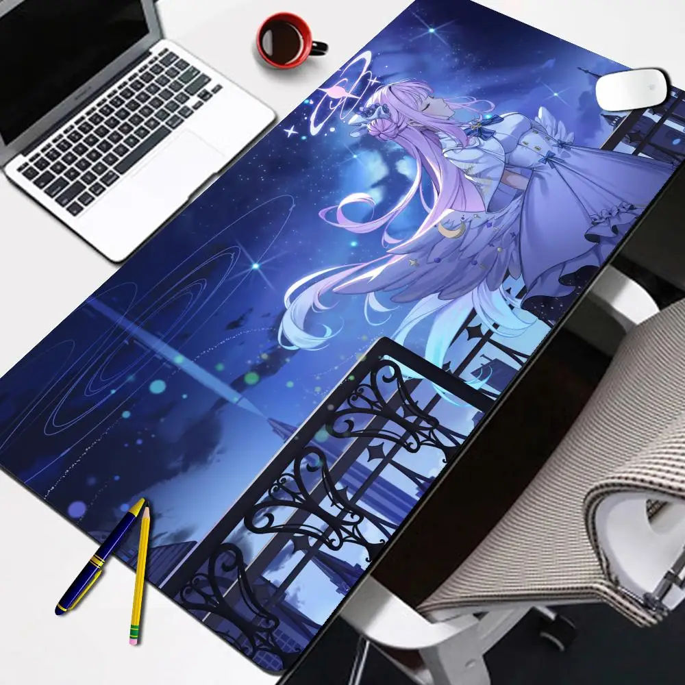 Anime Mouse Pad Gamer XXL Keyboard Mat Lavender Long Girl Deep Blue Starry Night Sky Anime Multi Scene Office Gaming Home Desk