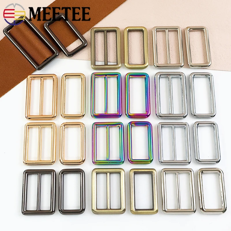 

5/10Pcs Meetee 15-50mm Tri-Glide Slider Clasp Metal Buckle for Bag Strap Adjust Ring Webbing Backpack Belt Hook DIY Accessories