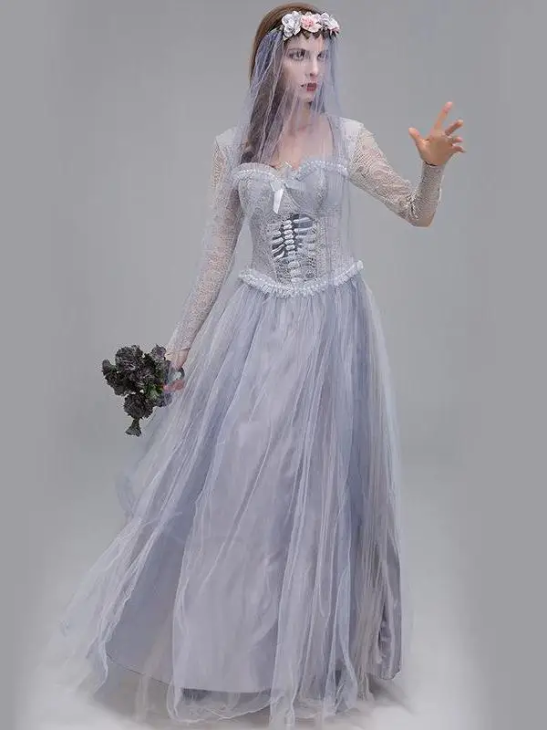 

Halloween Horror Ghost Bride Long Dress Adult Women's Costume Scary Wedding Gown Chinese Manufacturer Spring 2026 Listing
