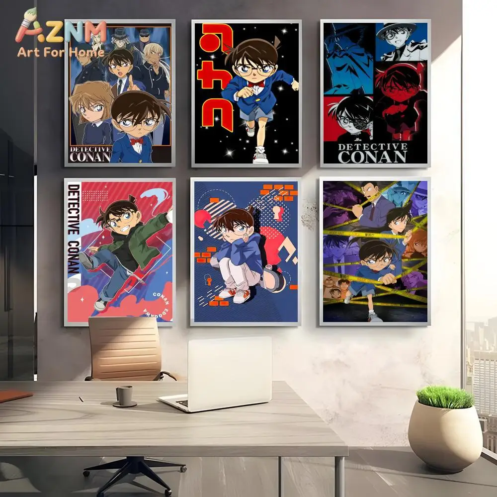 AZNM Detective Conan Anime Poster Shinichi Kudo Ai Haibara Kid the Phantom Thief Manga Style Canvas Painting Wall Art Home Decor