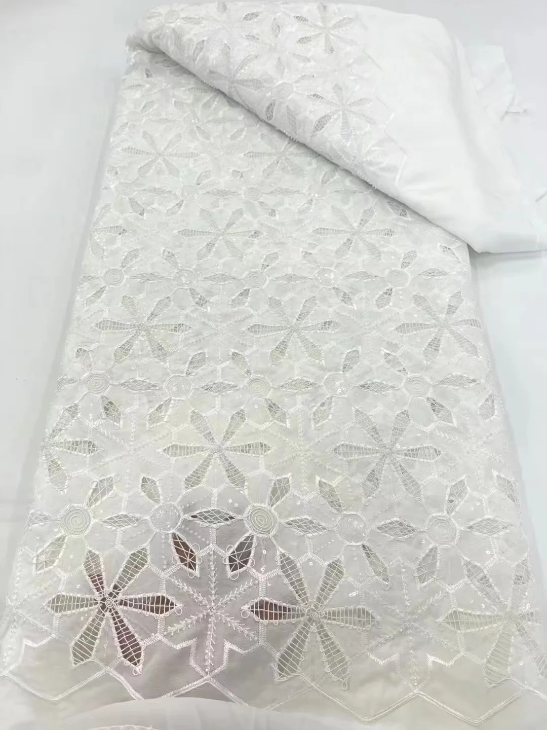 2025 New Arrival French Lace Fabric 5 Yards Highest Grade African Sequins Fabric Embroidery Guipure Cord Lace Material For Dress