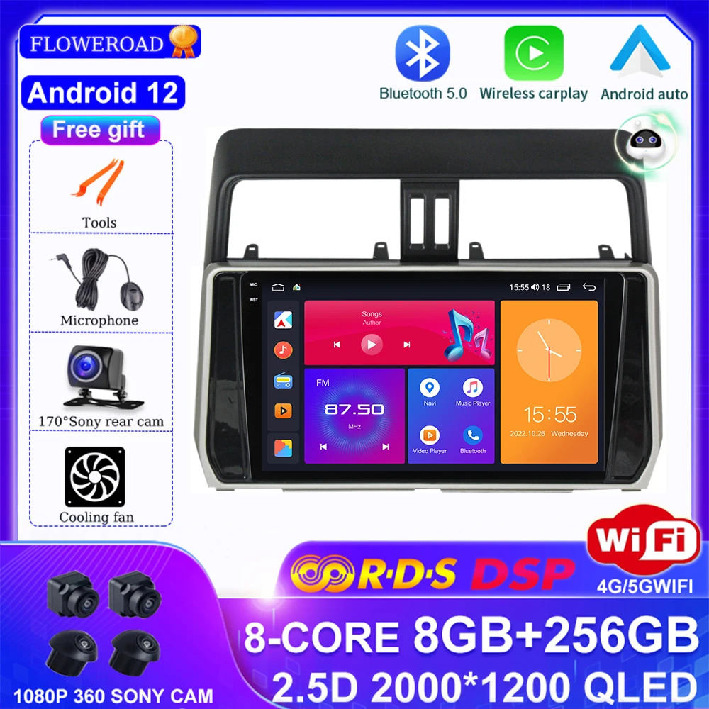 

Android 12 For Toyota Land Cruiser Prado 150 2017 - 2018 Car Radio Multimedia Video Player Navigation Auto Carplay No 2din 2 din