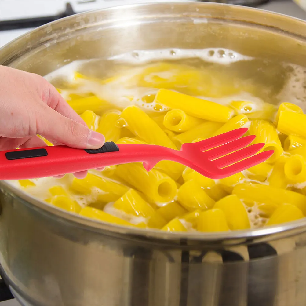 

2Pcs Silicone Cooking Fork Kitchen Tools Pasta Utensil Red Color Non-Stick Anti- Practical Durability