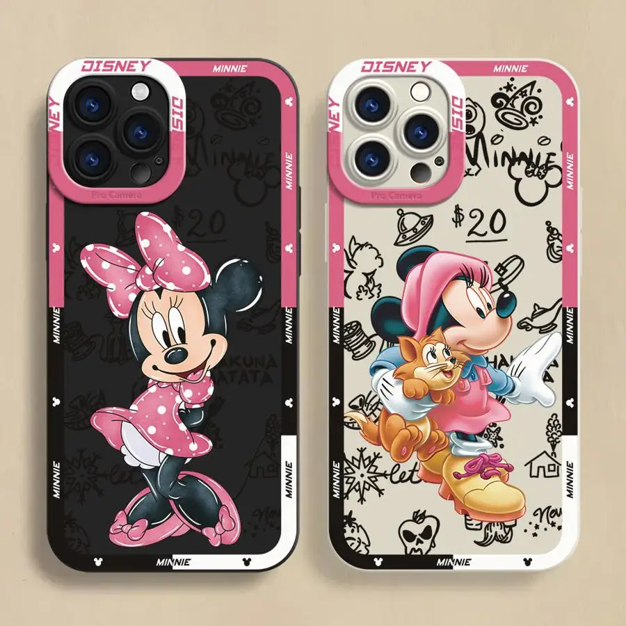 Disney Mouse Disney Minnie Cute Cover Phone Case for Apple iPhone 13 16 15  Pro Max 14 13 Pro 11 12 14 Plus Soft TPU Shell