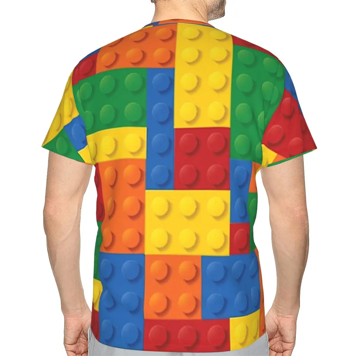 Kids Construction Toy Building Blocks Pattern Unique Polyester TShirt 3D Three Dimensional Hip Hop Thin T Shirt Short Sleeve