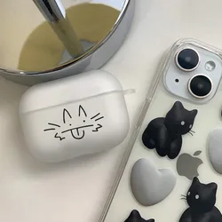 Funny Cartoon Black Cat Clear Earphone Case For Apple AirPods 4 3rd 2 Pro3 Transparent Cover For Airpod 1 3 Protective Box Shell