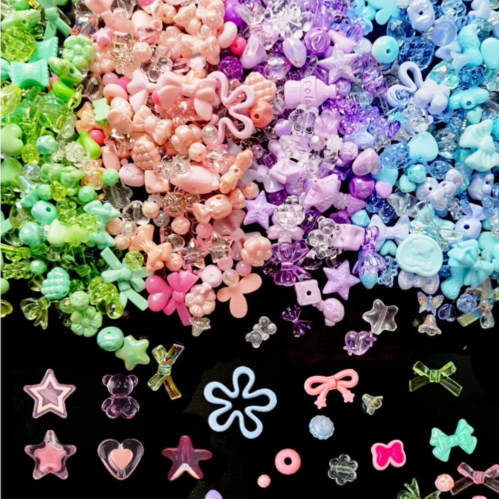 1bag Mixing Style Candy Color Acrylic Beads For DIY Handmade Bracelet Jewelry Making Phone Chain Accessories