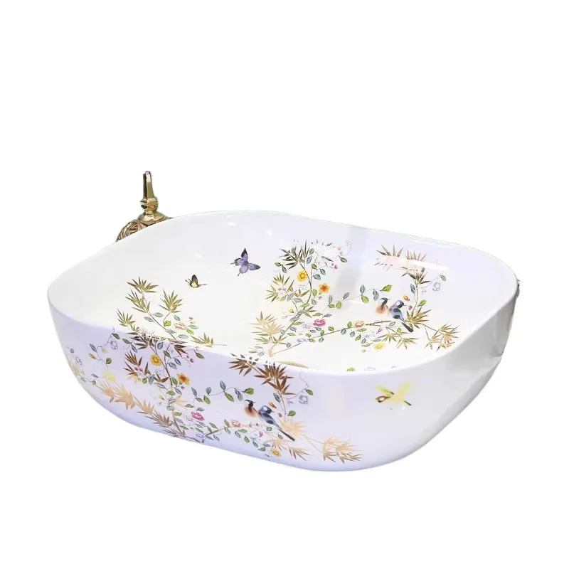 

Настраиваемый умывальник Керамический квадратный художественный умывальник для ванной комнаты Умывальник Бытовой