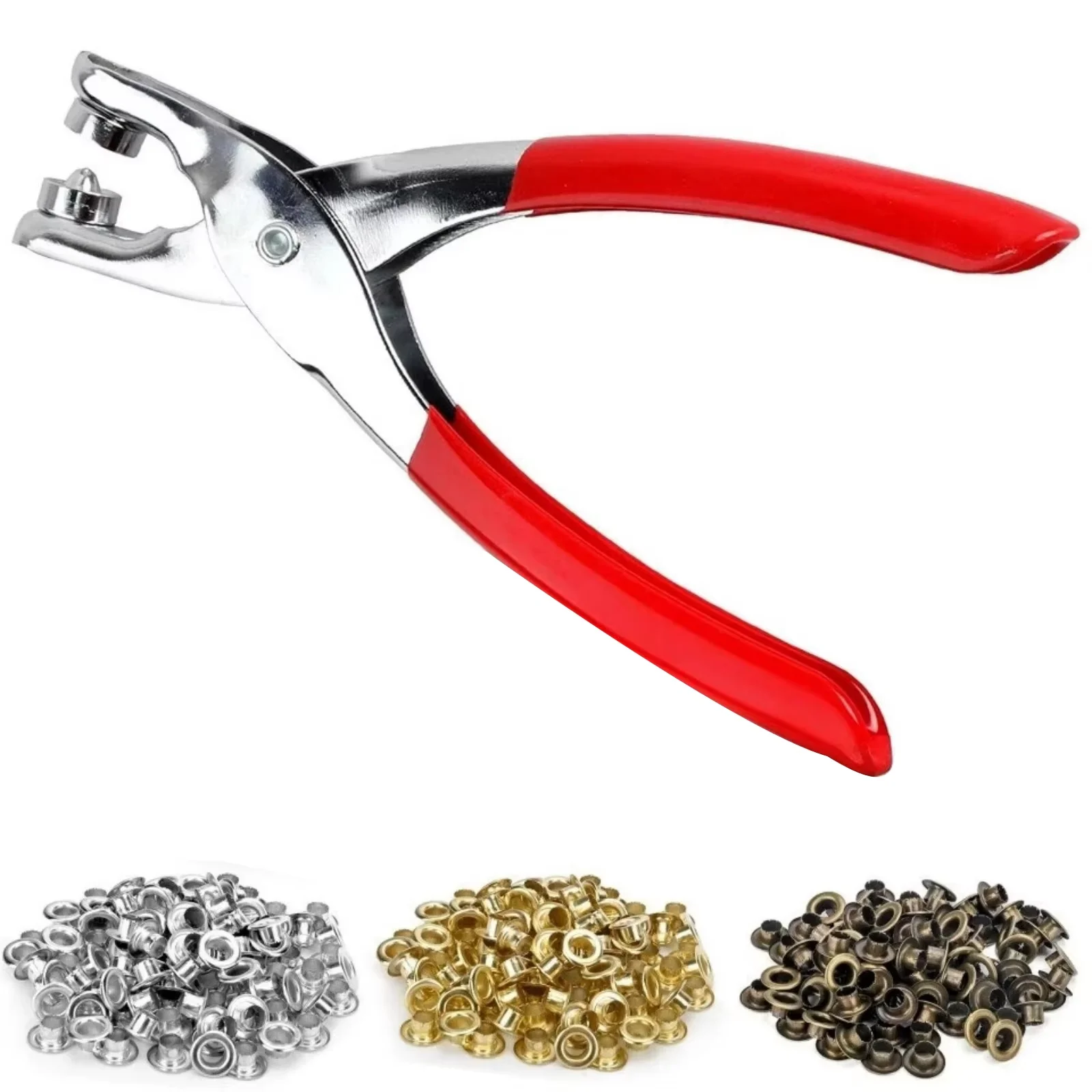 1/4 Inch Grommet Eyelet Plier Set, Eyelet Hole Punch Tool Kit with 100pcs Metal Eyelets, Grommet Punch Pliers for Leather Fabric