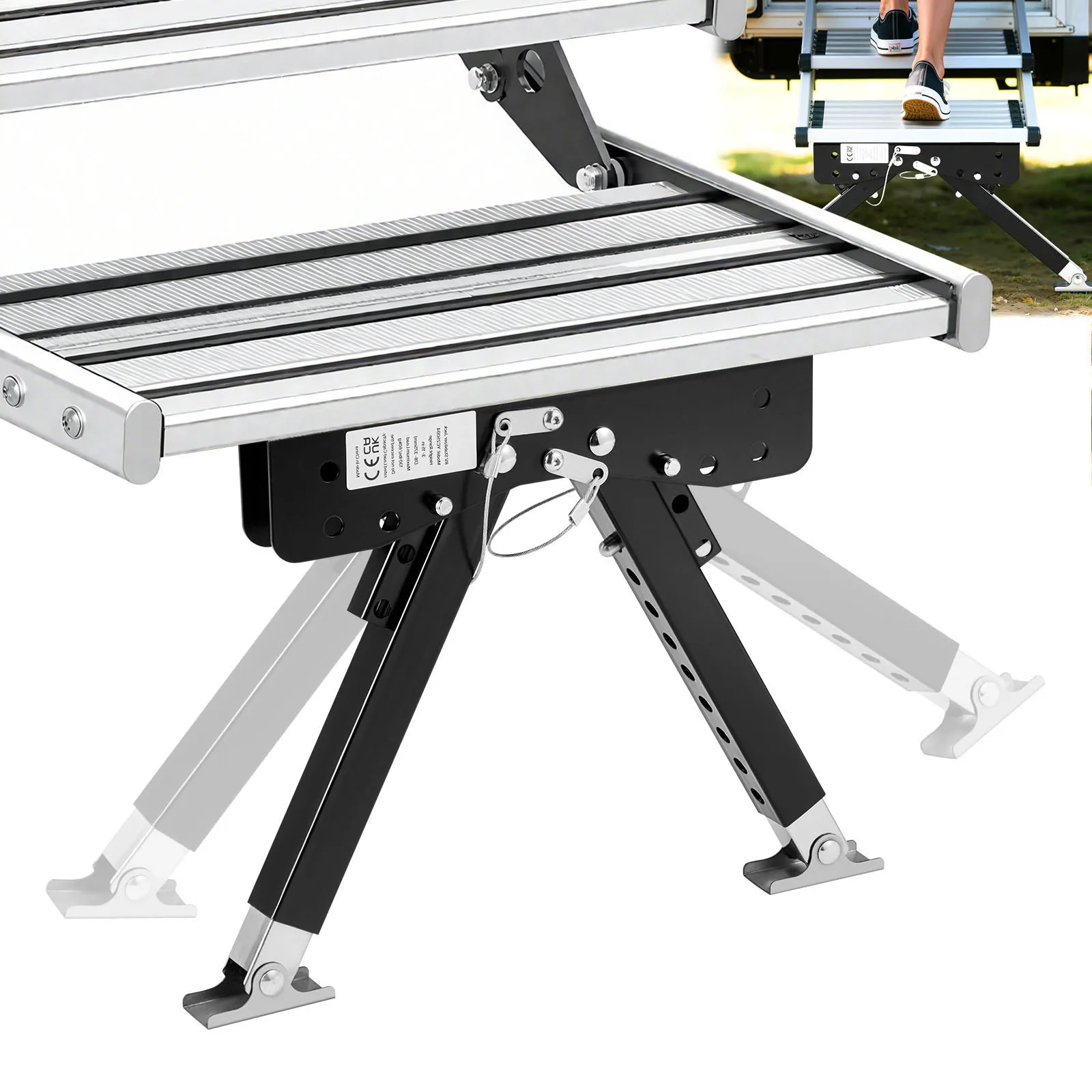 SucceBuy RV Step Stabilizer Height Adjustable Camper Stair Stabilizers for 5th Wheels Travel Trailer Adjustable from 3in to 15in
