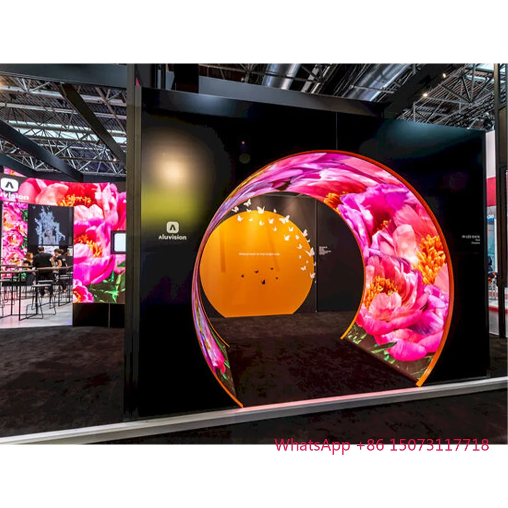 P1.8 P2.5 2.5mm 풀 컬러 실내 원형 기둥 LED 디스플레이 월 360도 곡선형 LED 스크린 패널