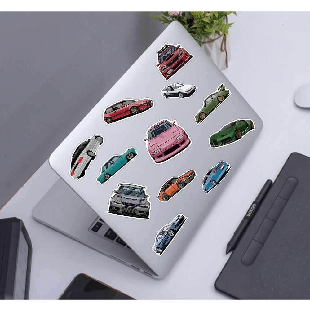 100PCS Cartoon JDM Racing Car Graffiti Stickers Waterproof Laptop Guitar Luggage Motorcycle Skateboard Child Stickers Toy