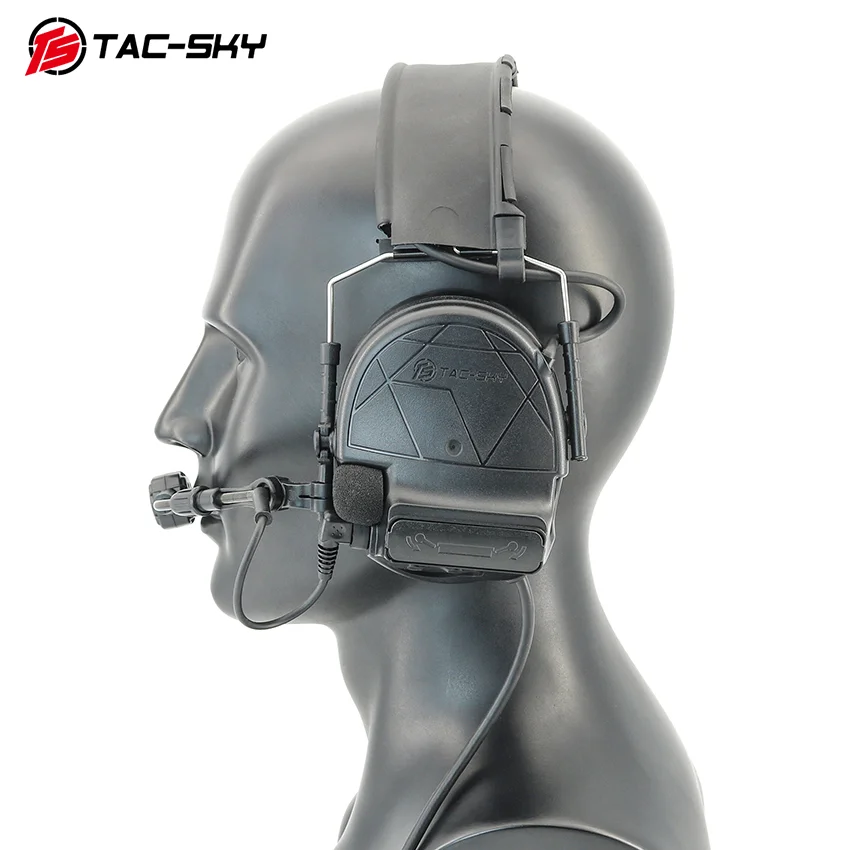 TS TAC-SKY سماعة الرأس التكتيكية C5 XPI إلغاء الضوضاء لاقط سماعة لاسلكية للتدريب العسكري ، الصيد الرماية الرياضة