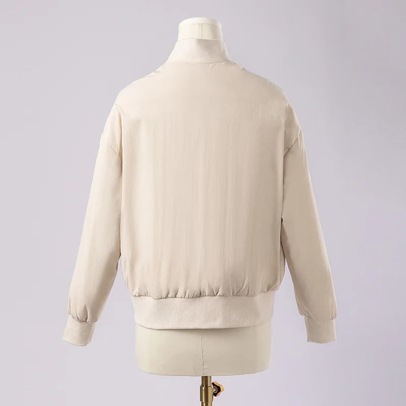 K1906L レディース 高級ホワイトグースダウンフェザーコート 長袖 小さな直立襟がおしゃれなアウターウェア