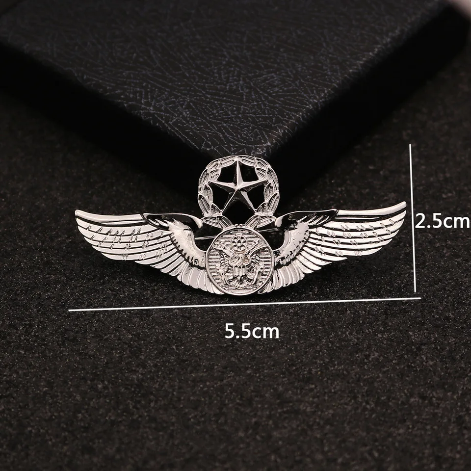 i-Remiel  Glod Silver Color Metal Fashion Retro Eagle Hawk Brooch Pin Angle Wing Badge for Men's Shirt Collar Accessories