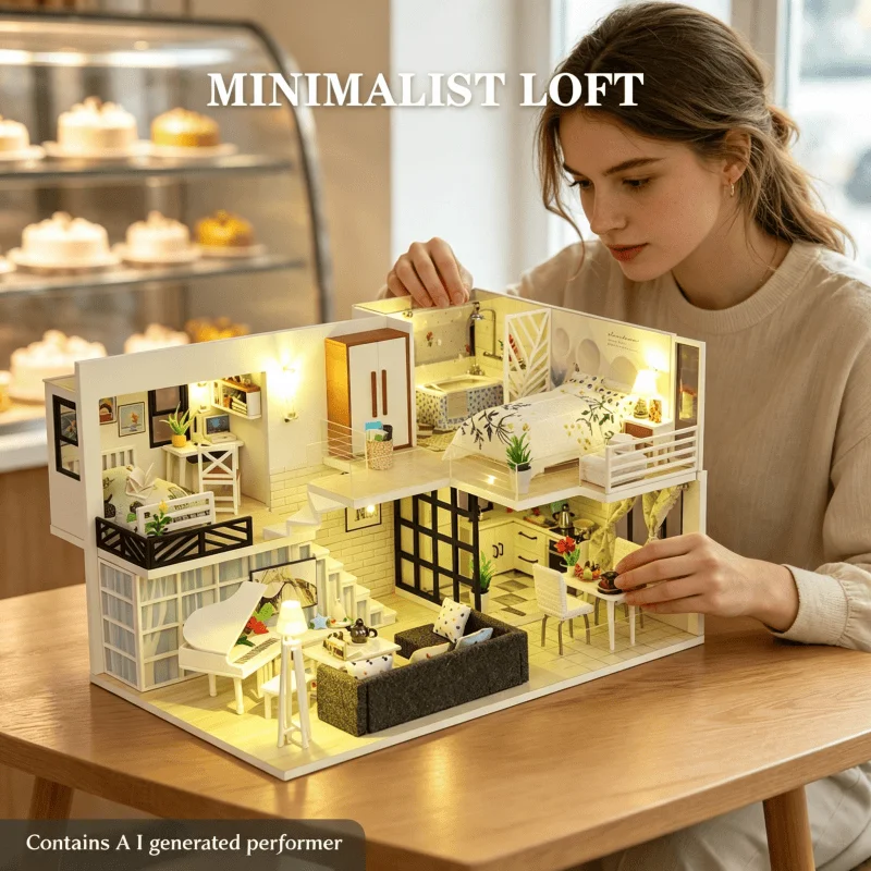 DIY Cabin House Model Toy Creative Handmade Assembly Mini Apartment Educational Building Kit Decor Gifts For Adults Hobby Play