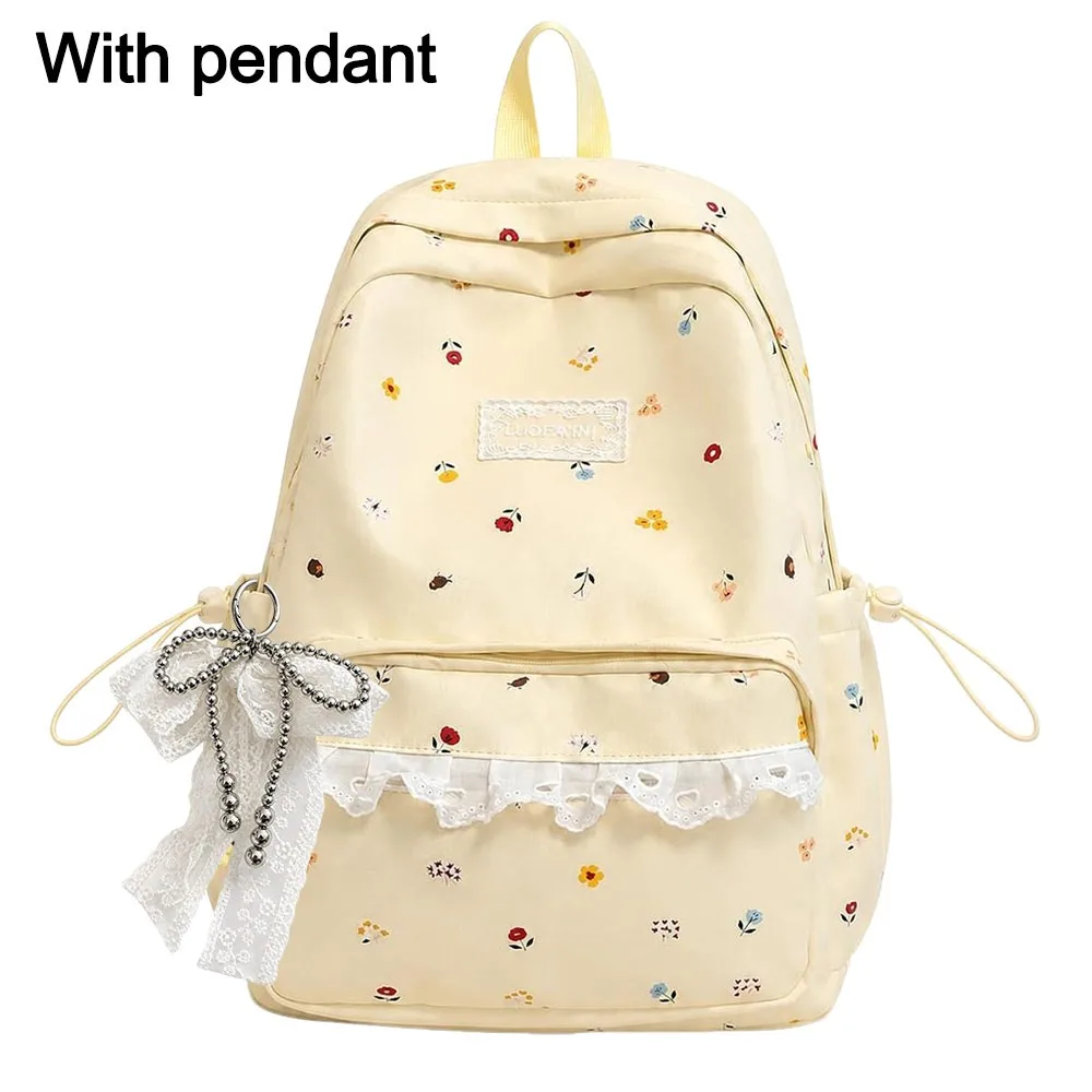 Large Capacity Campus Backpack Lightweight Preppy Style Design Commute Backpack Soft Nylon Material High Aesthetic Value