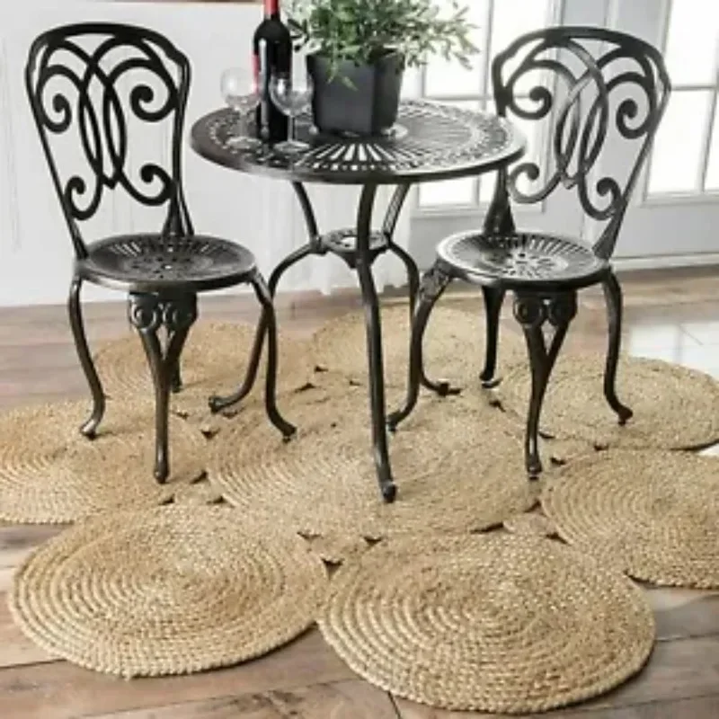 

Rug Round 100% Natural Jute Handmade Reversible Carpet Modern Living Area Rug