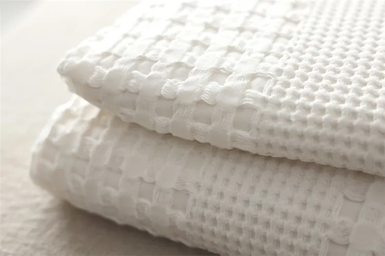 Waffel karierte Baumwoll-Sofa-Einwurf decke, Luft zustand Sommer-Quilt-Decken für Betten, weiches Heim bettdecke, solide Tages decke – Detail 14