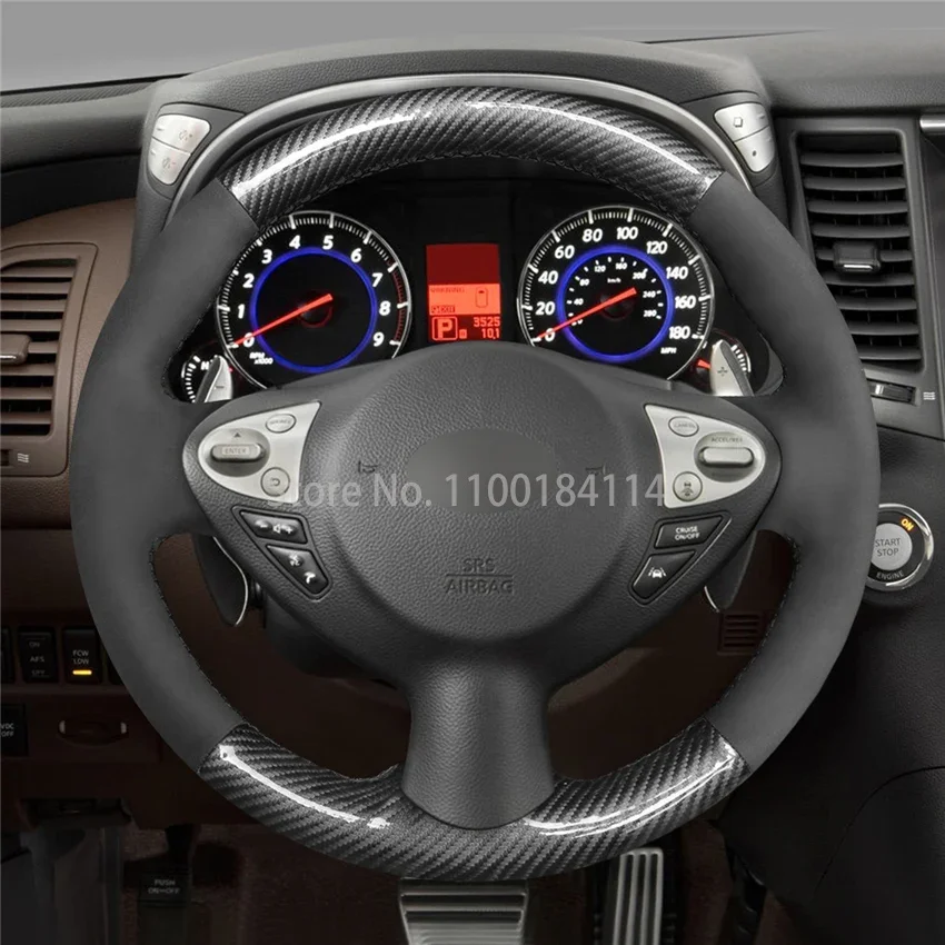 

Hand-Sewn Non-slip PU Carbon fiber Leather Car Steering Wheel Cover for Infiniti FX FX35 FX37 FX50 2009-2013 Interior Accessory