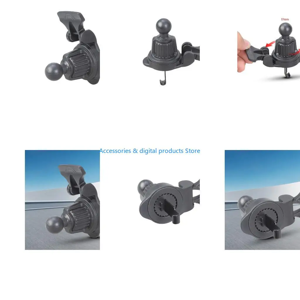 77JD Car Mount Air Vent Clips 17mm Joint Ball Head Grip Holder Phone Charging Stand