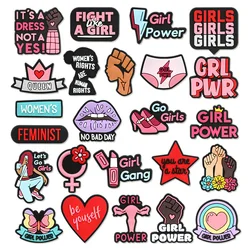 Cute Pink Power Shoe Charms Decoration for Crocs Pin Accessories Charms Bracelet Wristband DIY Shoe Women Party Gifts