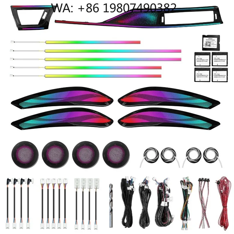RHD Universal Multi Series Dynamic LED Atmosphere Lamp, 64 Color Interior Ambient Strip Fit 2011-2019 F30 F31 F34 F36 Sedan Refi