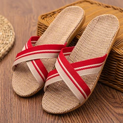 36-45 Slippers Vrouwen Platte Sandalen Zomer Eva Lichtgewicht Linnen Slippers Indoor Antislip Zachte Zool Huis Slippers