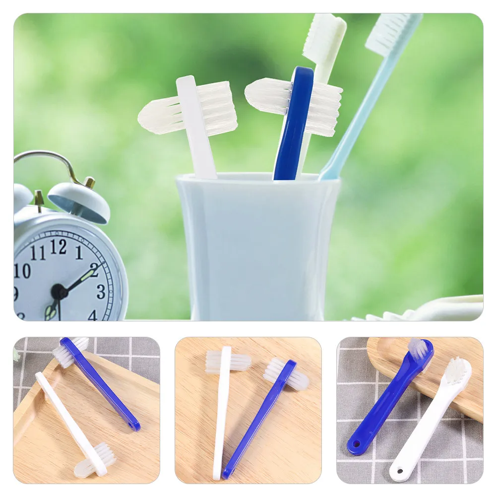 

8Pcs Denture Toothbrushes Personal Portable Mini Double-Head Small Brush for Home Denture Cleaning Oral Care Braces for Cleaning