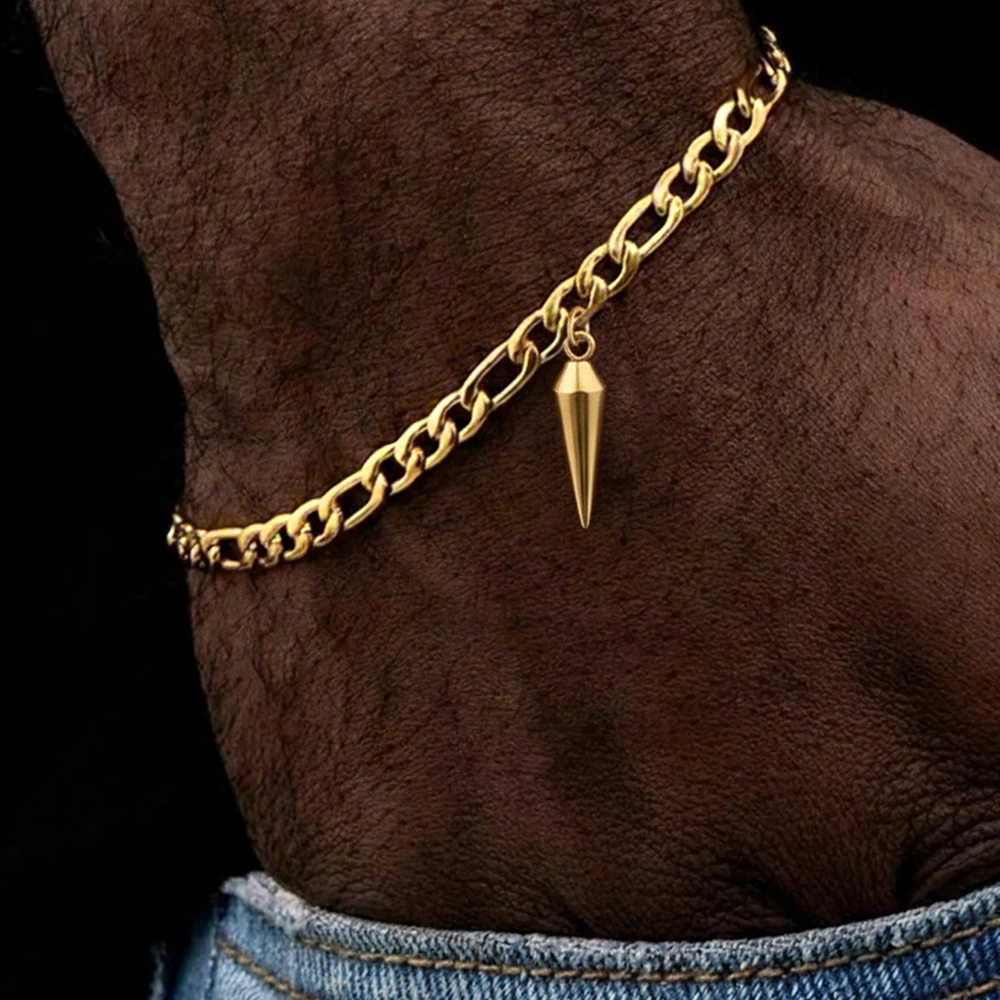 DGIDDK Stainless Steel Rivet Pendant Bracelet Unisex Minimalist Fashion Accessory Versatile Wrist Jewellery For Everyday Wear