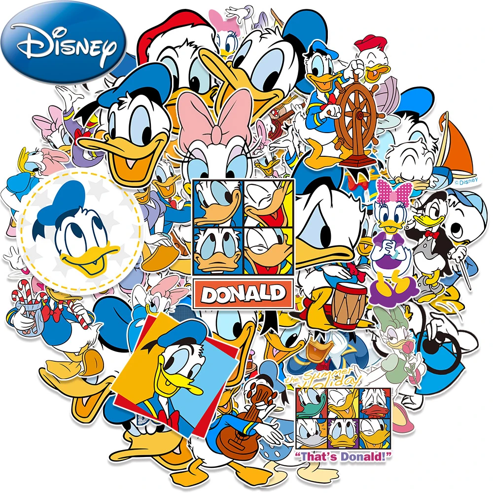 

10/30/50pcs Disney Funny Anime Donald Duck Stickers Cute Cartoon Decals DIY Phone Case Guitar Fridge PVC Classic Kid Toy Sticker