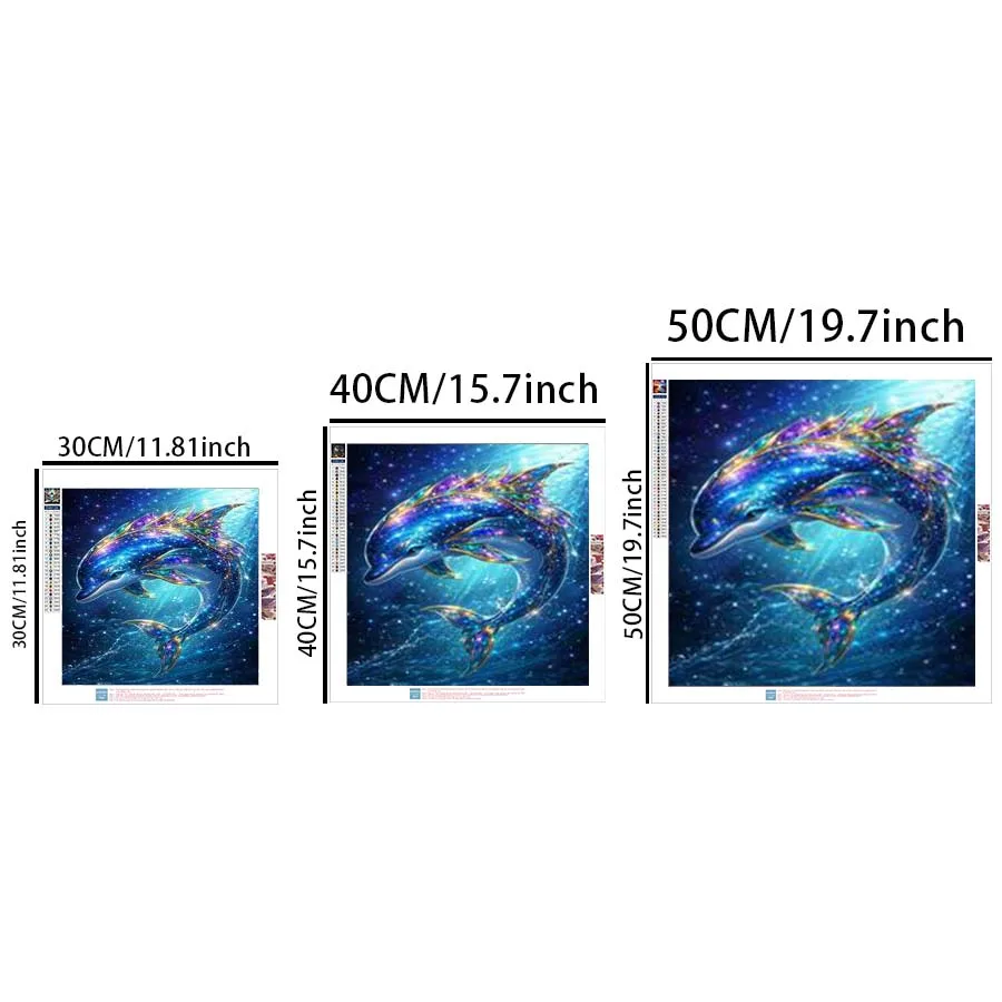 1Pcs, 5D-DIY, Round Diamond Painting Set, Diamond Art, Dolphin, Starry Sky, Ocean, Home Decoration