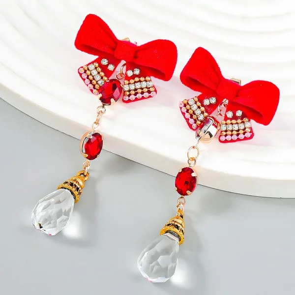 Retro Court Style Alloy Embedded Diamond Velvet  Long Drop Earrings Fashion Jewelry Accessories Cross-Border Earrings