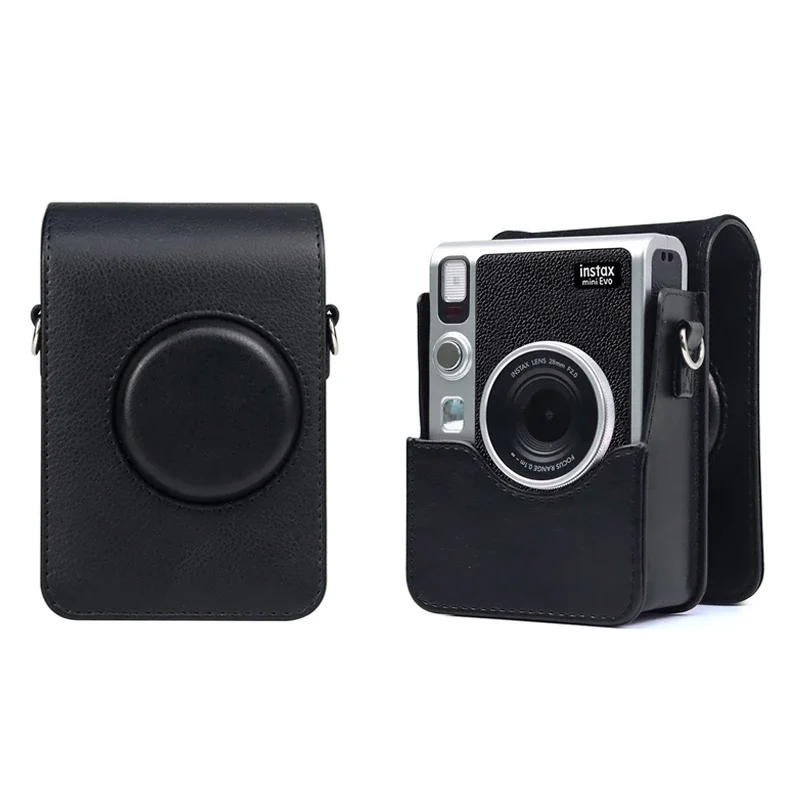 

For Fujifilm Instax Mini Evo instant film camera bag case PU leather soft silicone cover bag with shoulder strap