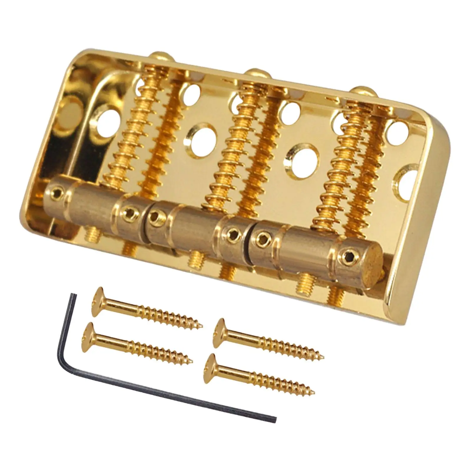 Bass Bridge Assembly with Brass Saddles Guitar Bridge for Bass Replacement