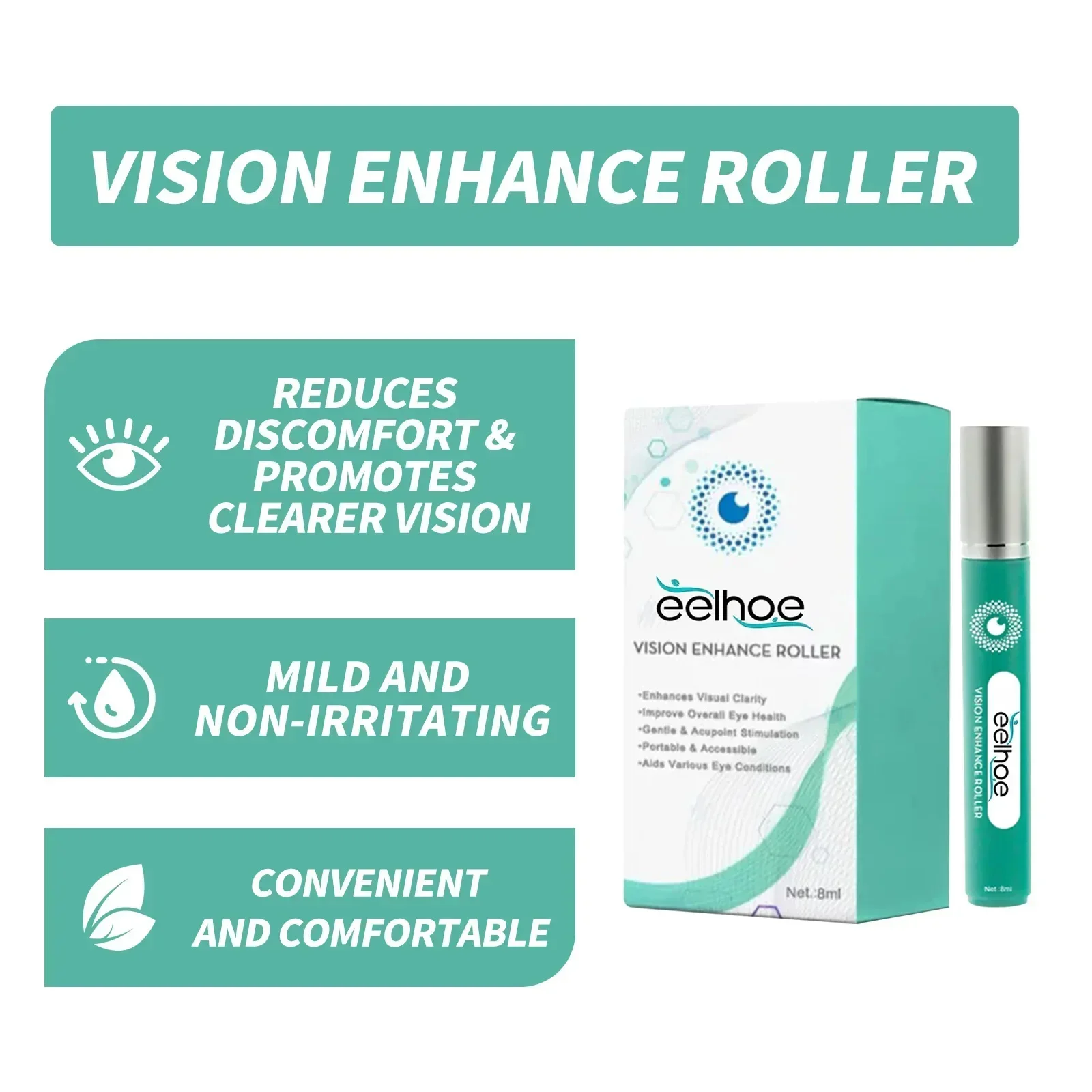 Vision Enhance Roller promuove una vista più chiara massaggio rilassante delicato riduce il disagio alleviare la secchezza affaticamento degli occhi assistenza agli occhi per la salute