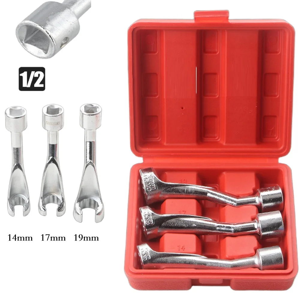 1/2inch Drive Fuel Injector Line Injection Socket 14/17/19mm Open End Wrench Fuel Injection Pipe Socket Wrench For Car Repair