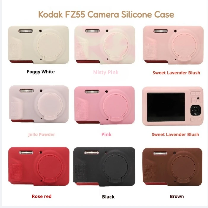 Silicone Case for Kodak PIXPRO FZ55 Camera, Soft Protective Cover with Lens Cap, Shockproof Dustproof Anti-Scratch