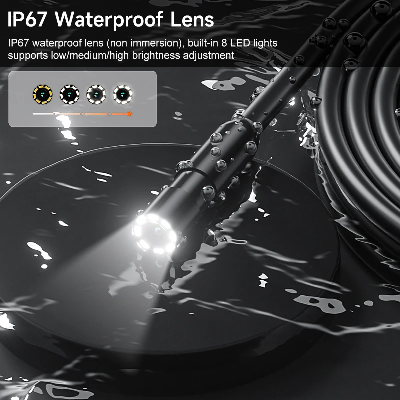 المنظار المزدوج فحص السيارات Borescope 4.3 ''IPS شاشة كاميرا سباكة مقاومة للماء HD1080P 8 مللي متر مسبار مع تخزين أسود