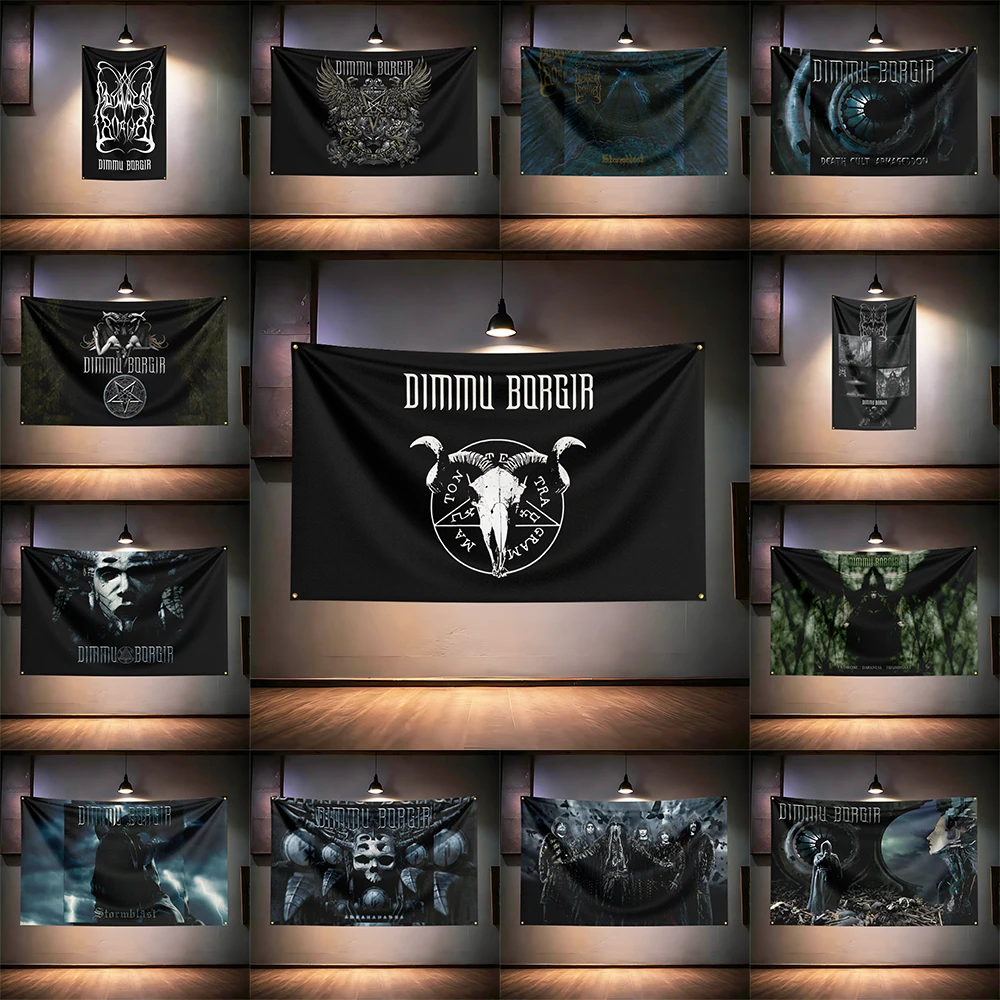Rock Music Flag  for Dimmu Borgir Fans Banner HD Print Brass Grommet Garage Bedroom Living Room Dorm Wall Decor Tapestry